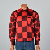 2000s Comme des Garcons Red Silky Apple and Check Print Shirt