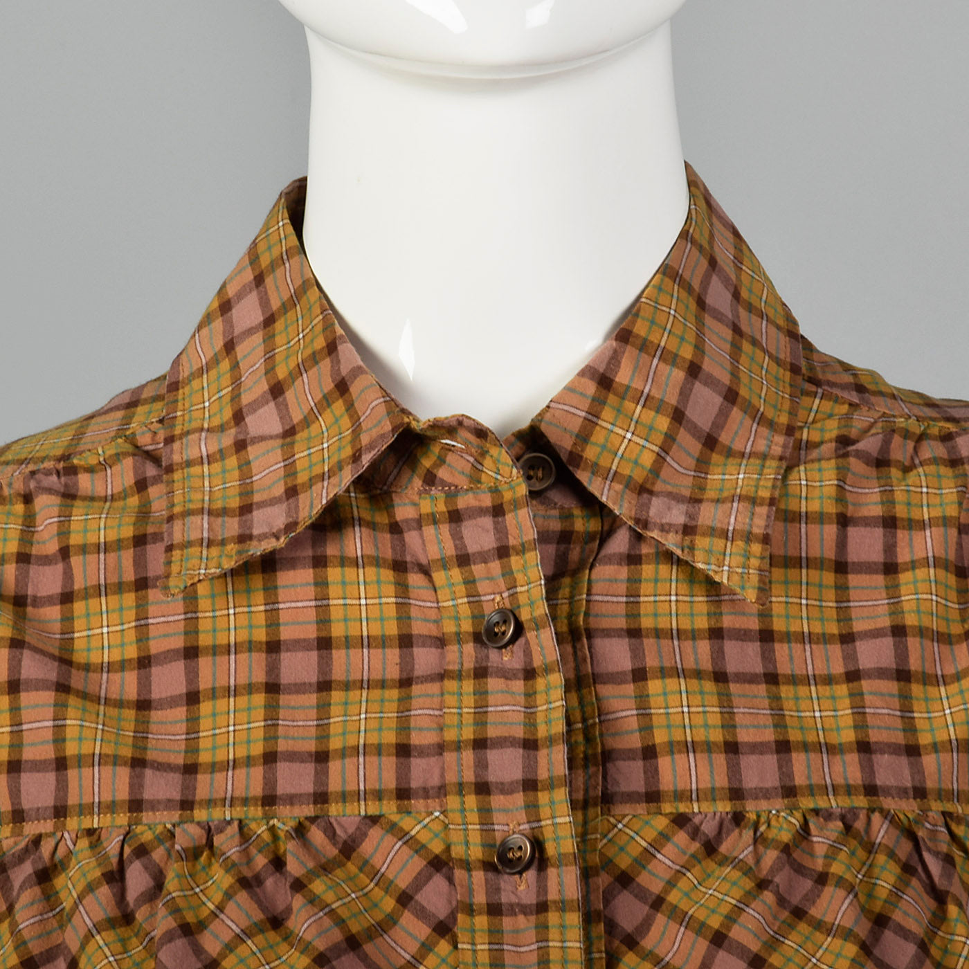 2000s Miu Miu Plaid Button Down Shirt