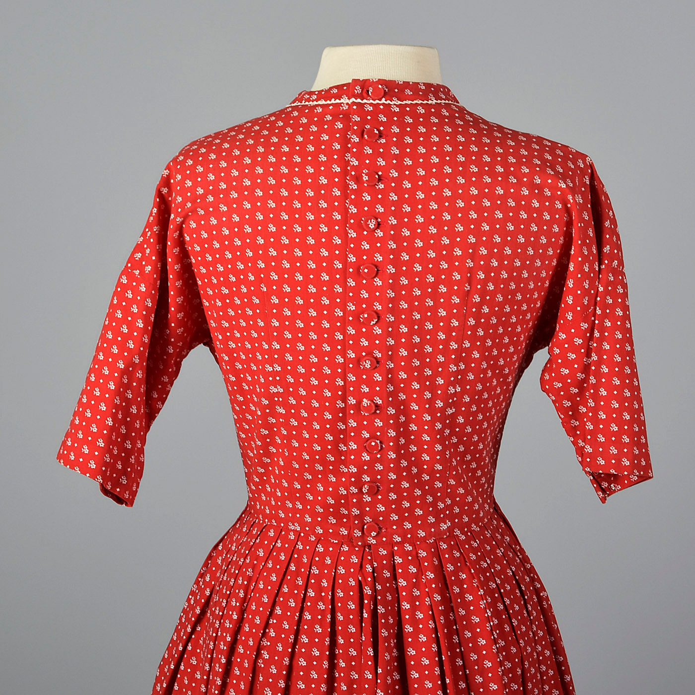 1950s Lanz Red Cotton Fit and Flare Dress
