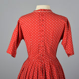 1950s Lanz Red Cotton Fit and Flare Dress
