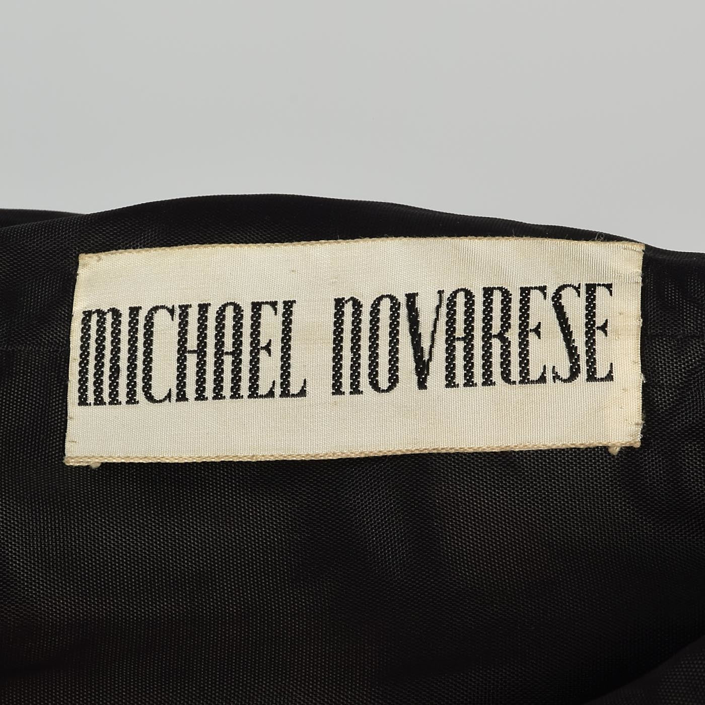 1990s Michael Novarese Abstract Beaded Formal Dress