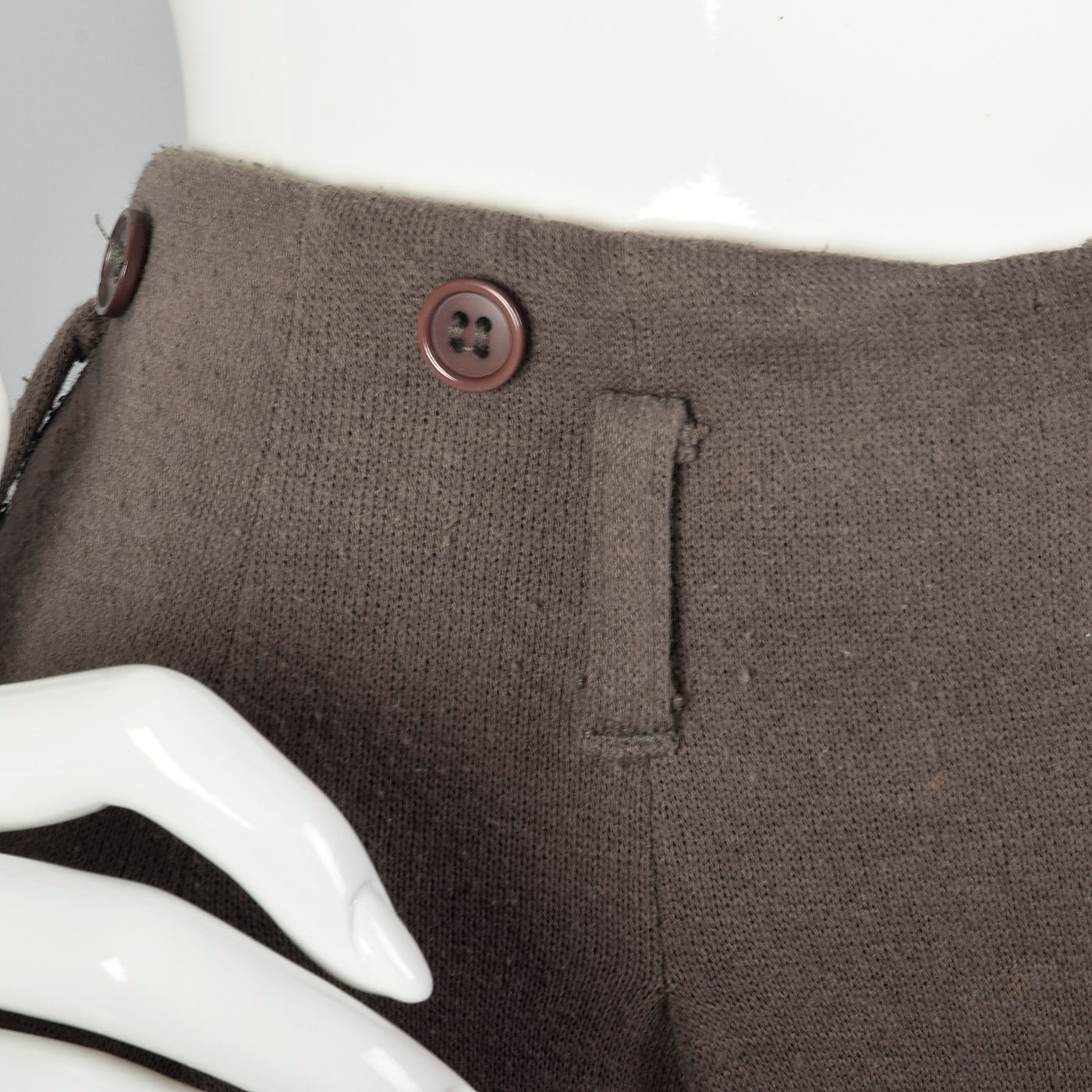 1980s Norma Kamali Gray Knit Pants with Suspender Buttons