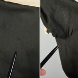 Large 1950s Wrap Dress Asymmetric Cape Collar Black Cream Applique
