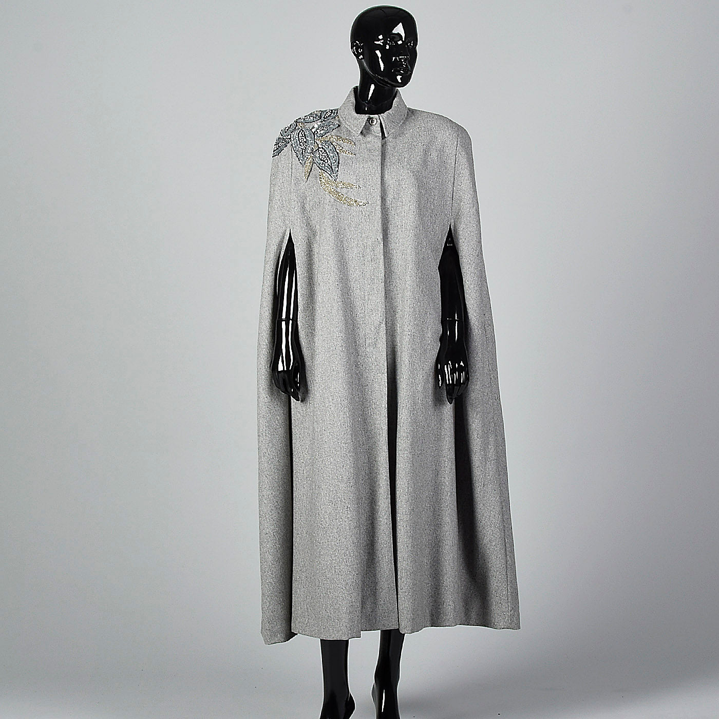 1980s Grey Wool Cape