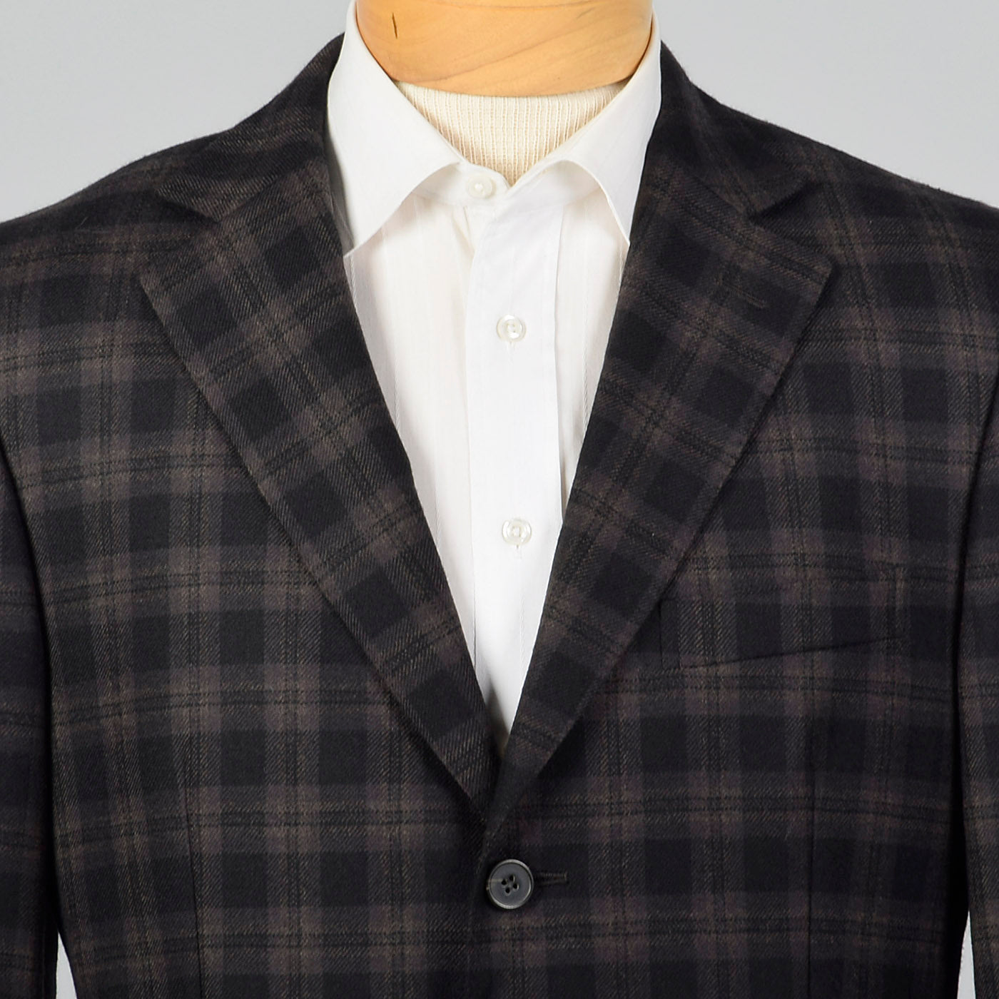 2000s Zegna Z Charcoal and Black Plaid Jacket