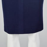1980s Chanel Navy Blue Knit Pencil Skirt