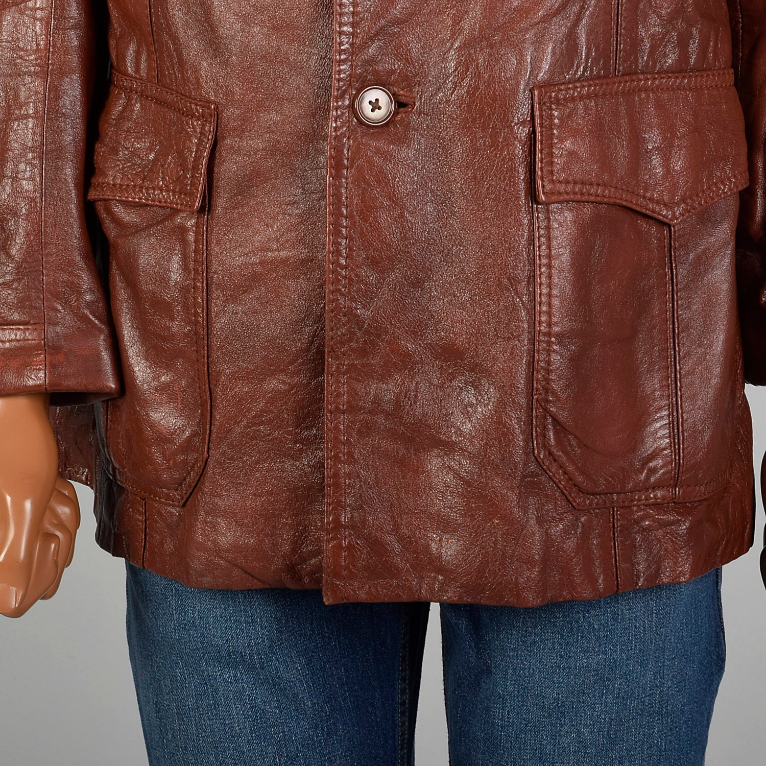 Medium 1970s Men's Burgundy Leather Jacket
