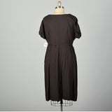 XXL 1950s Dress Belted Brown Volup Short Sleeve Cocktail Party