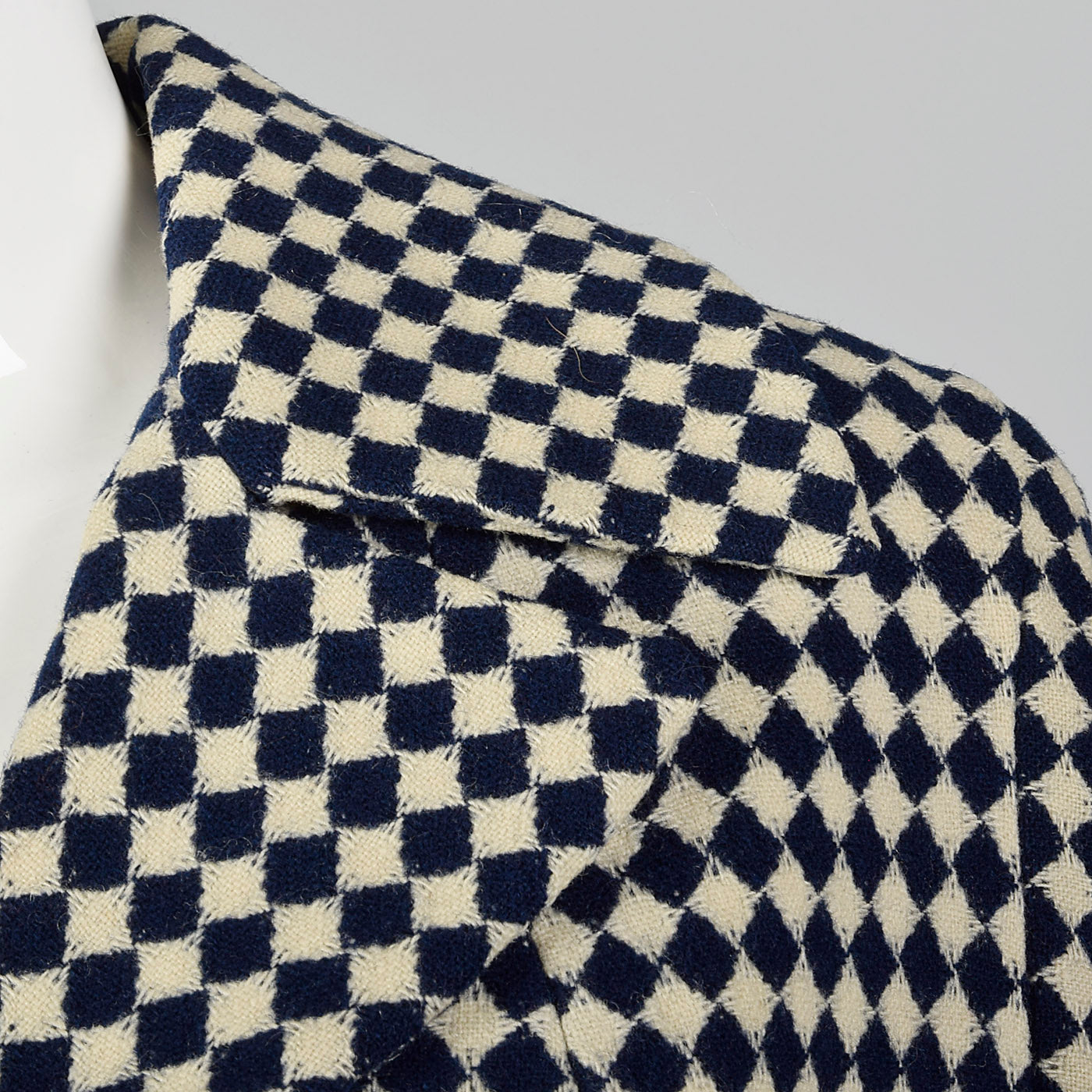 1950s Navy Blue and White Check Jacket