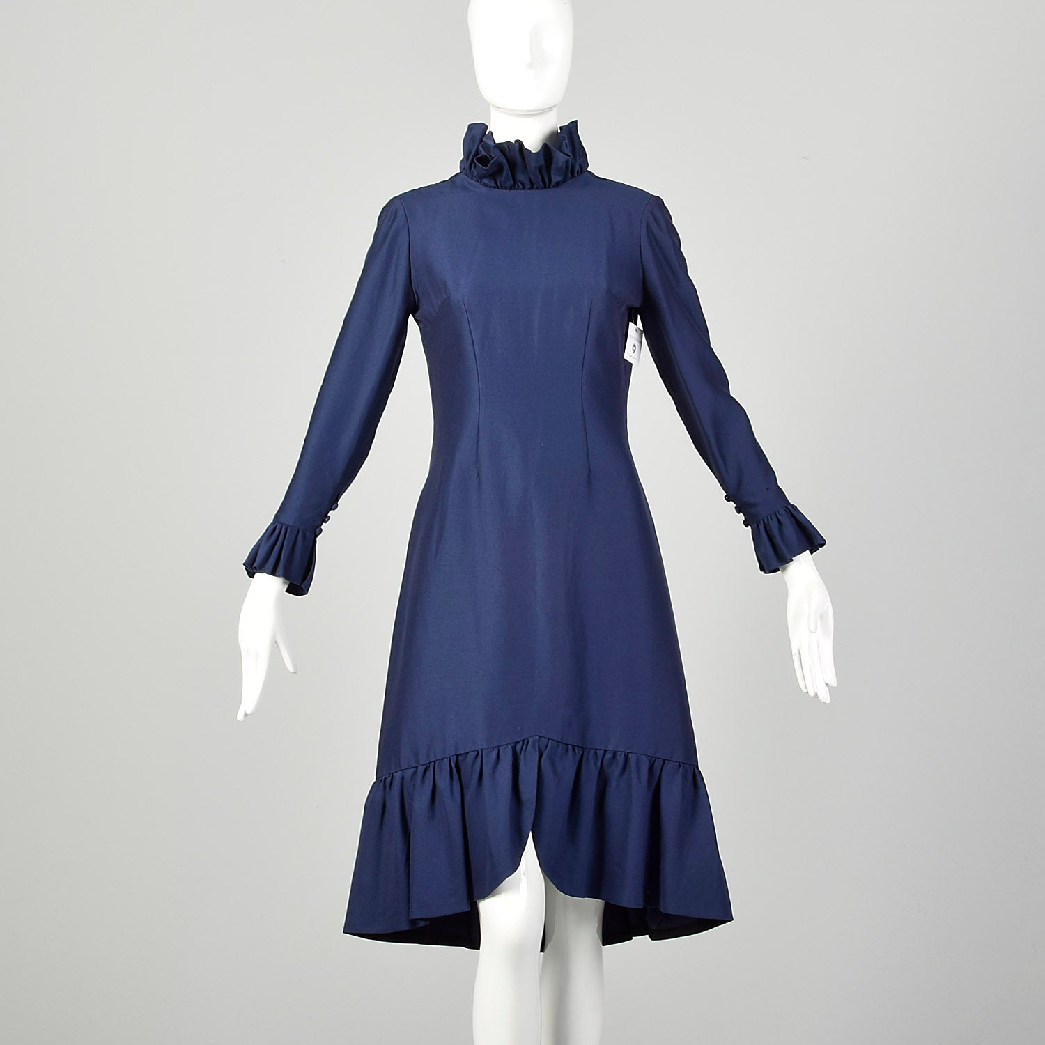 Small 1960s Dress Modest Ruffle Long Sleeve Avant Garde Theatre Costume As-Is