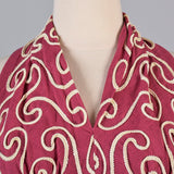 1940s Pink Linen Halter Dress with Soutache Trim
