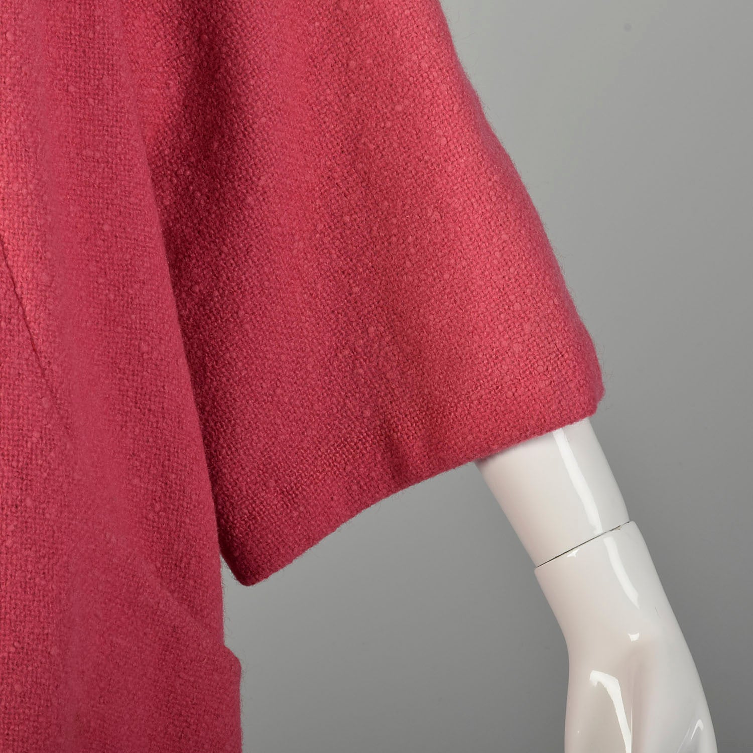 OSFM 1960s Swing Coat Loose Pink Wool Bracelet Sleeve Winter