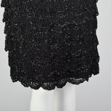 1990s Off Shoulder Beaded Dress with Layered Ruffles