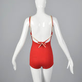 1930s Jantzen Red Swimsuit with Drawstring Back