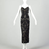 XL 1990s Lillie Rubin Dress Formal Evening Gown Black Prom Dress Illusion