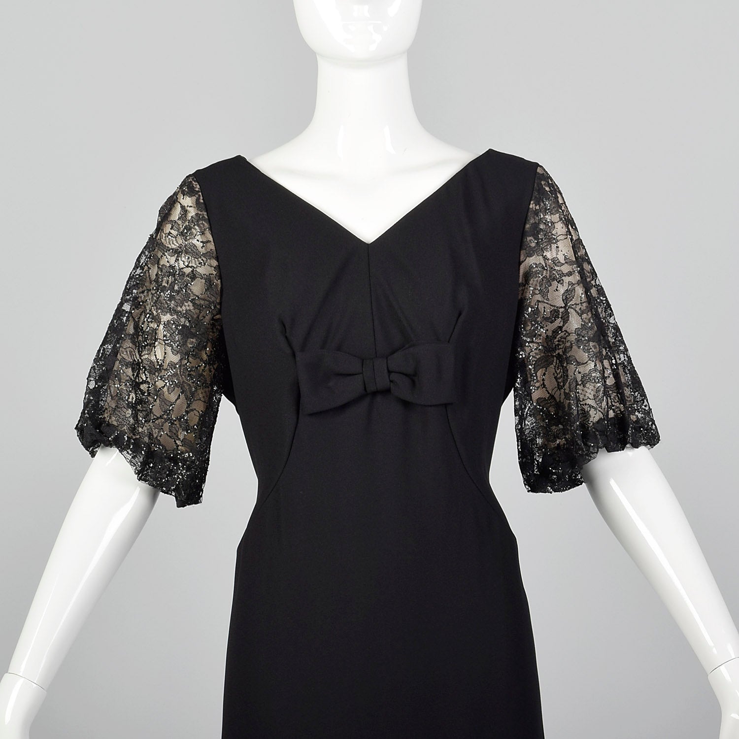 1960s Black Lace Sleeve Shift Dress Style & Salvage 1960s Black Lace Sleeve Shift Dress Style & Salvage
