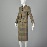 XXS 1960s Brown Skirt Suit