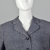 1960s Blue and White Wool Tweed Skirt Suit