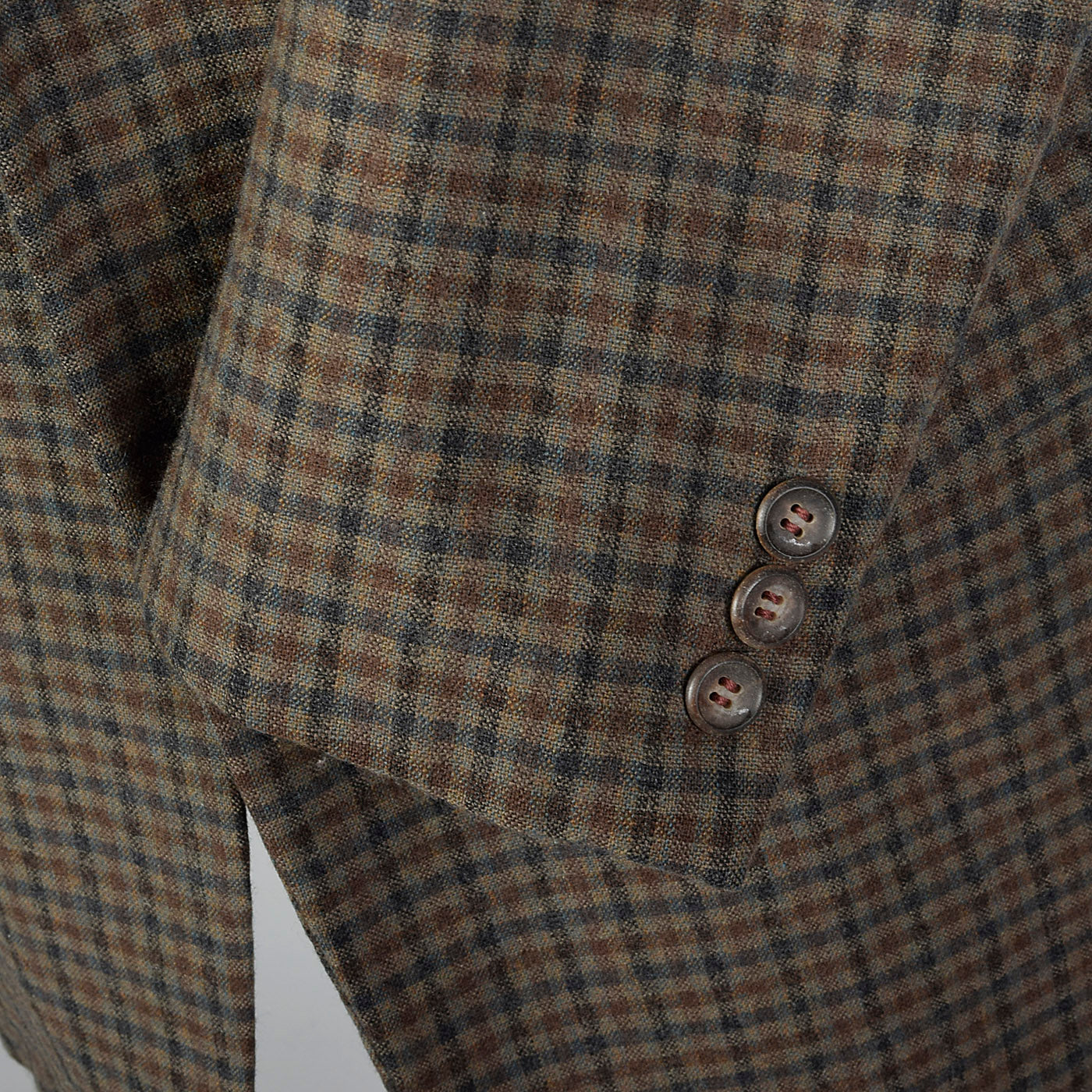 1950s Mens Brown Check Wool Jacket