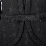 1950s Black Wool Dress with Silver Metallic Plaid