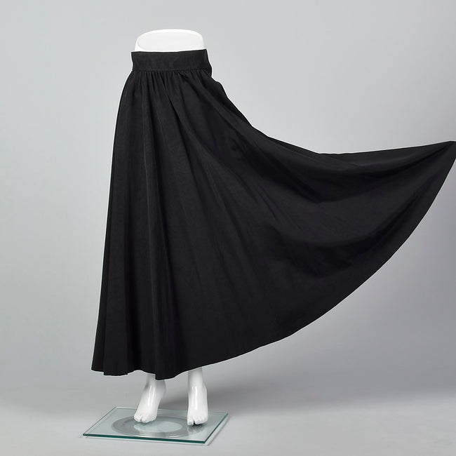 Yves Saint Laurent Rive Gauche Full Black Maxi Skirt