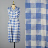 1950s Blue and White Gingham Day Dress