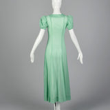 1930s Sheer Green Dress with Swiss Dots