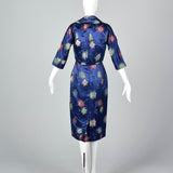 1960s Blue Brocade Dress with Matching Jacket