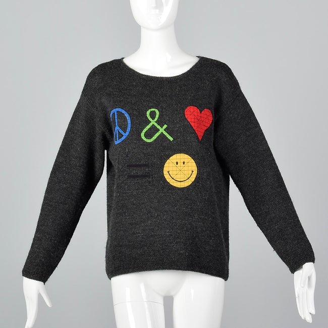 1990s Moschino Cheap & Chic Peace & Love = Happiness Sweater