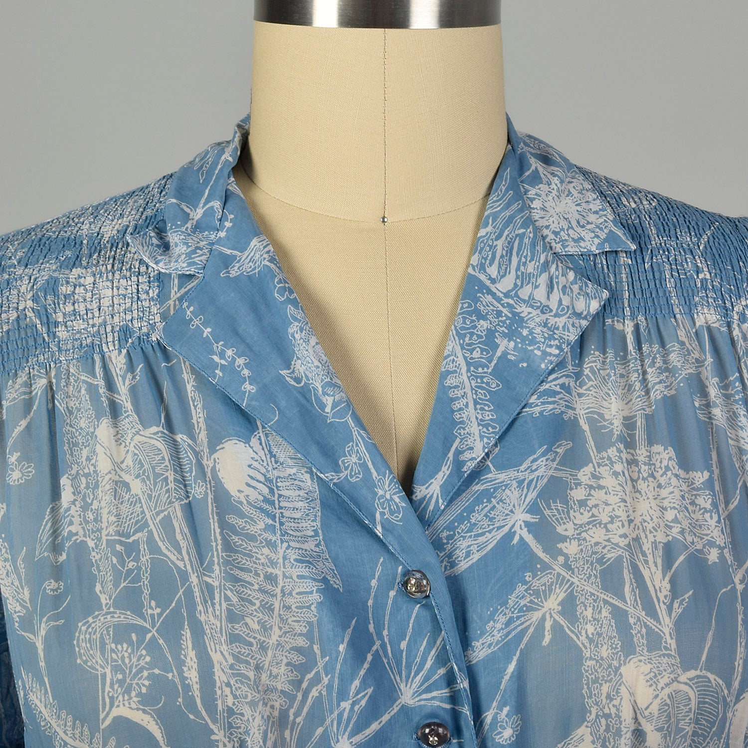 XXL 1950s Day Dress Semi-Sheer Casual Lightweight Volup Novelty Print
