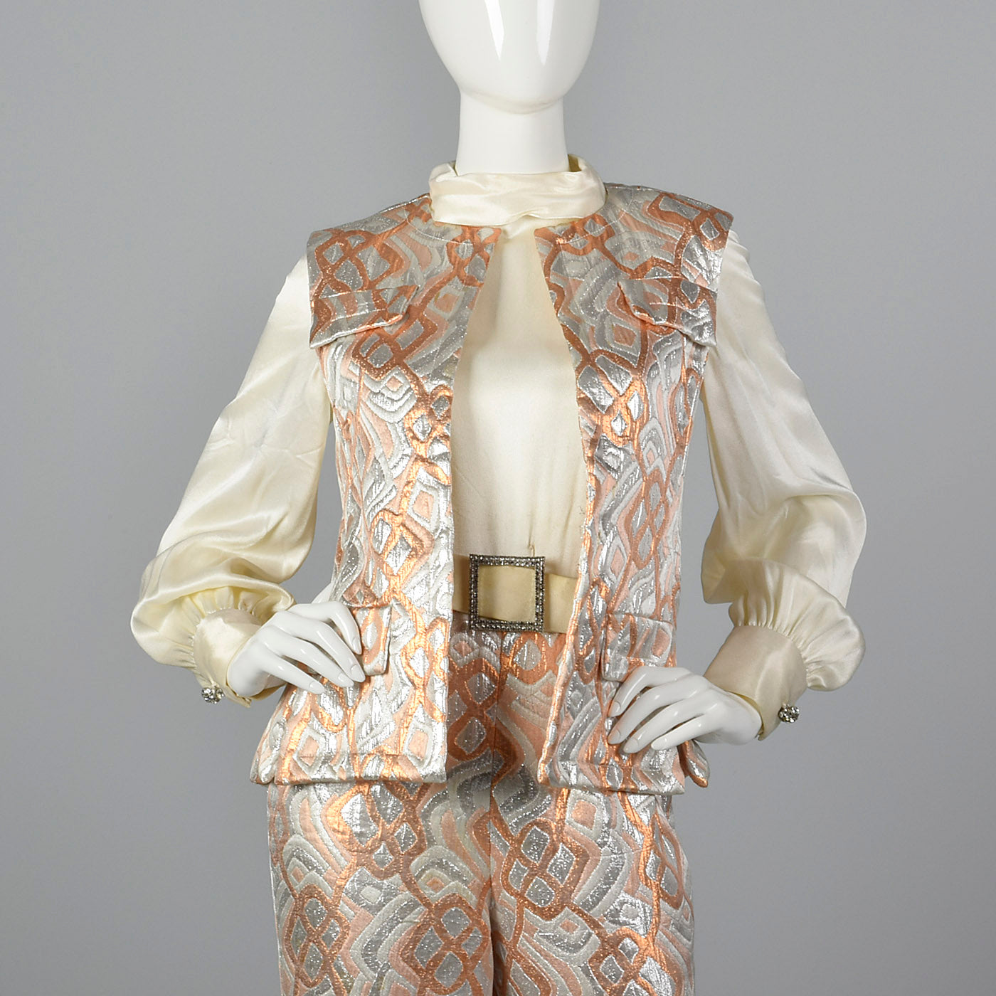 1970s Malcolm Starr Metallic Brocade Jumpsuit