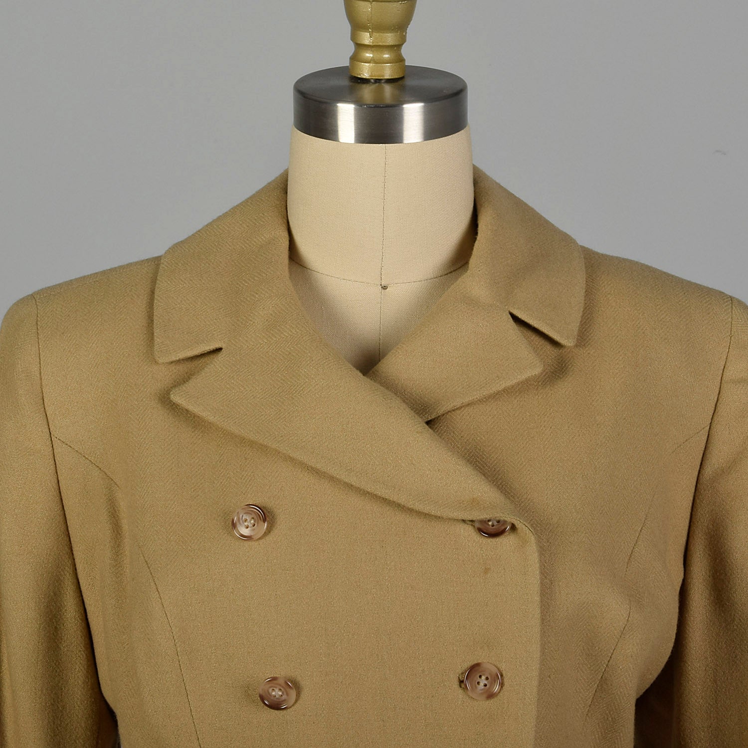 Small 1950s Tan Wool Skirt Suit