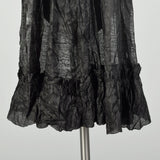 OSFM 1880s Victorian Black Chiffon Neck Ruffle Scarf Lappet Collar Ruff