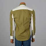 2000s Comme des Garcons Two Tone Green and White Button Down Shirt