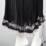 1930s Sheer Black Bias Cut Slip with White Trim