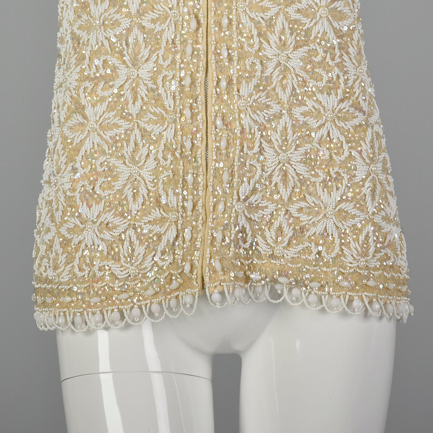 Small 1960s Ivory Beaded Sequined Vest
