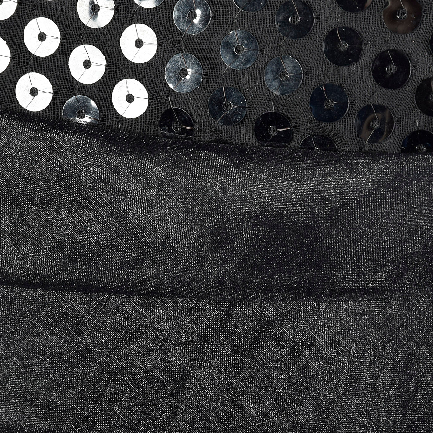 1980s Tadashi Black Sequin Dress with Drop Waist and Ruffle Skirt