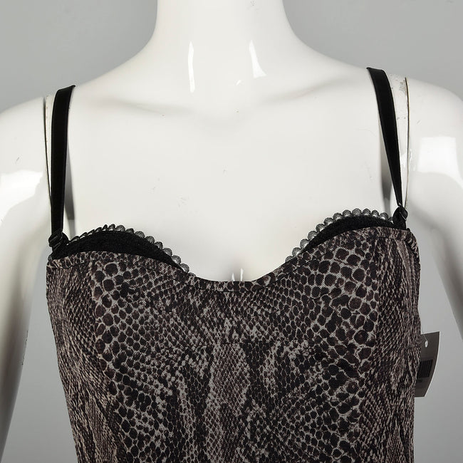 Small Caché Snakeskin Print Dress Peekaboo Bra Illusion Slip Lingerie