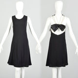 Medium 1980s Victor Costa Pearl Back LBD Sexy Cocktail Little Black Dress