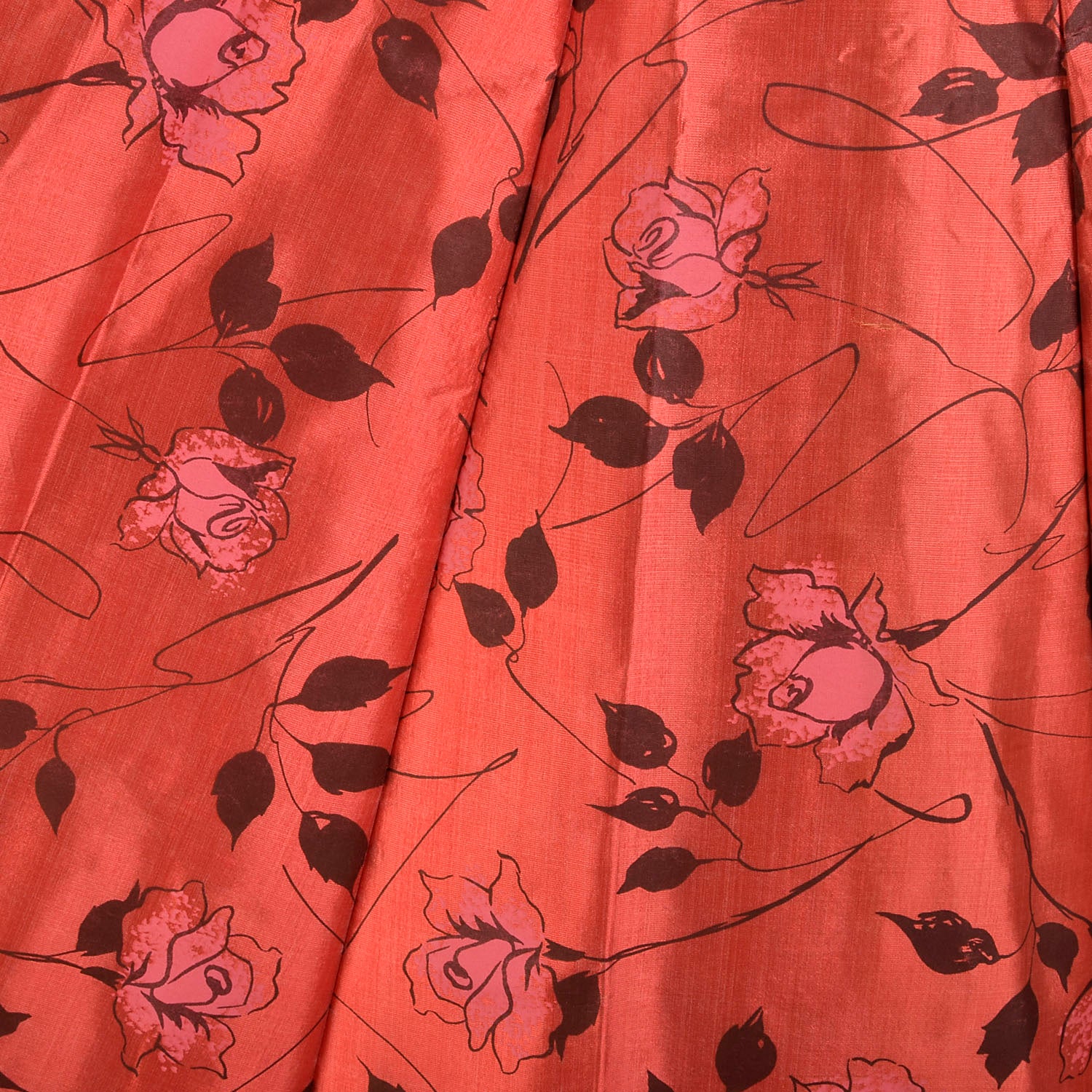 XS 1950s AS IS Red Fit & Flare Novelty Rose Print Shelf Bust Cocktail Dress