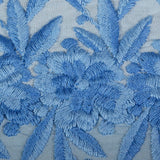 1950s Blue Cotton Day Dress with Embroidered Bodice
