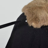 XXS 1920s Embroidered Wool Jacket with Rabbit Fur