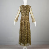 1960s Christian Dior Boutique Numbered Couture Gold Lace Gown