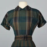 1950s Summer Dress in Green Plaid