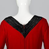 1960s Red Velvet Dress with Poet Sleeves