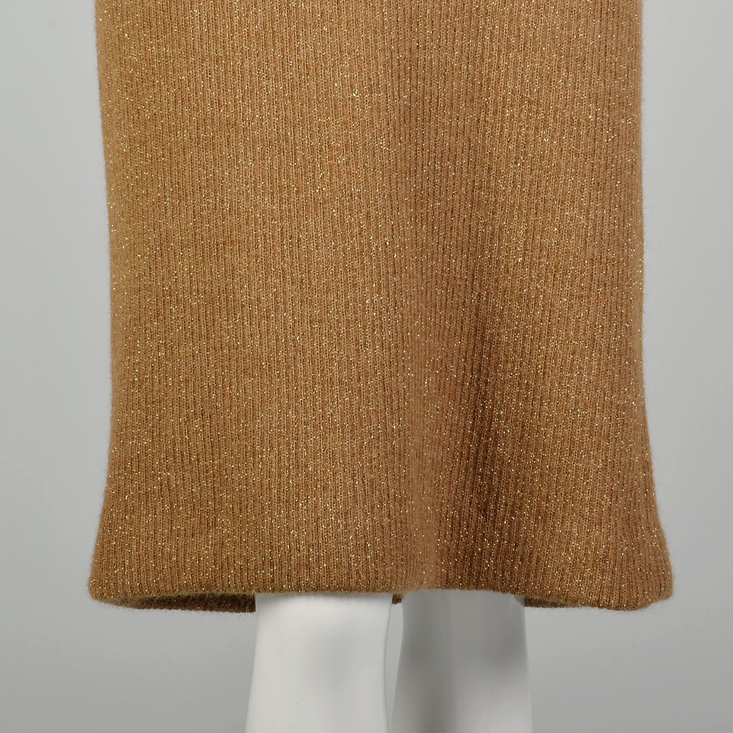 Medium 1970s Sweater Dress Cocktail Metallic Gold Cozy Ribbed Knit