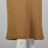 Medium 1970s Sweater Dress Cocktail Metallic Gold Cozy Ribbed Knit
