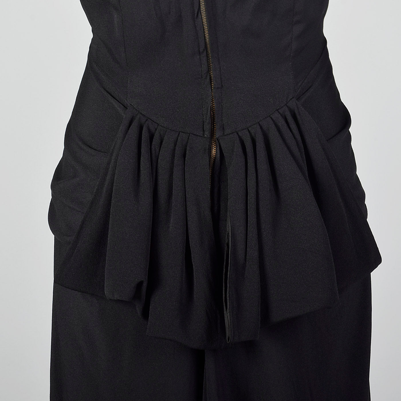 1940s Black Peplum Dress with Lace Collar and Cuffs