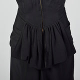 1940s Black Peplum Dress with Lace Collar and Cuffs