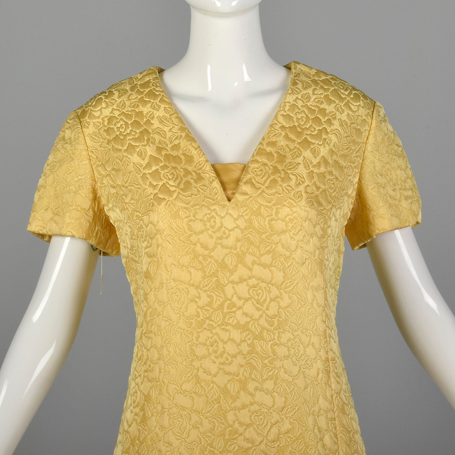 1960s Christian Dior Yellow Brocade Shift Dress